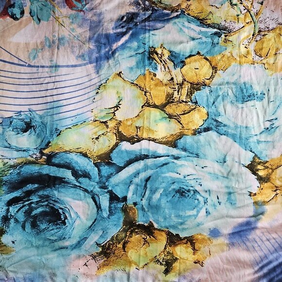 Sinem Dijital D118 Scarf Multicolor Floral Romantic Print Sheen Shawl Pashmina - Picture 5 of 12